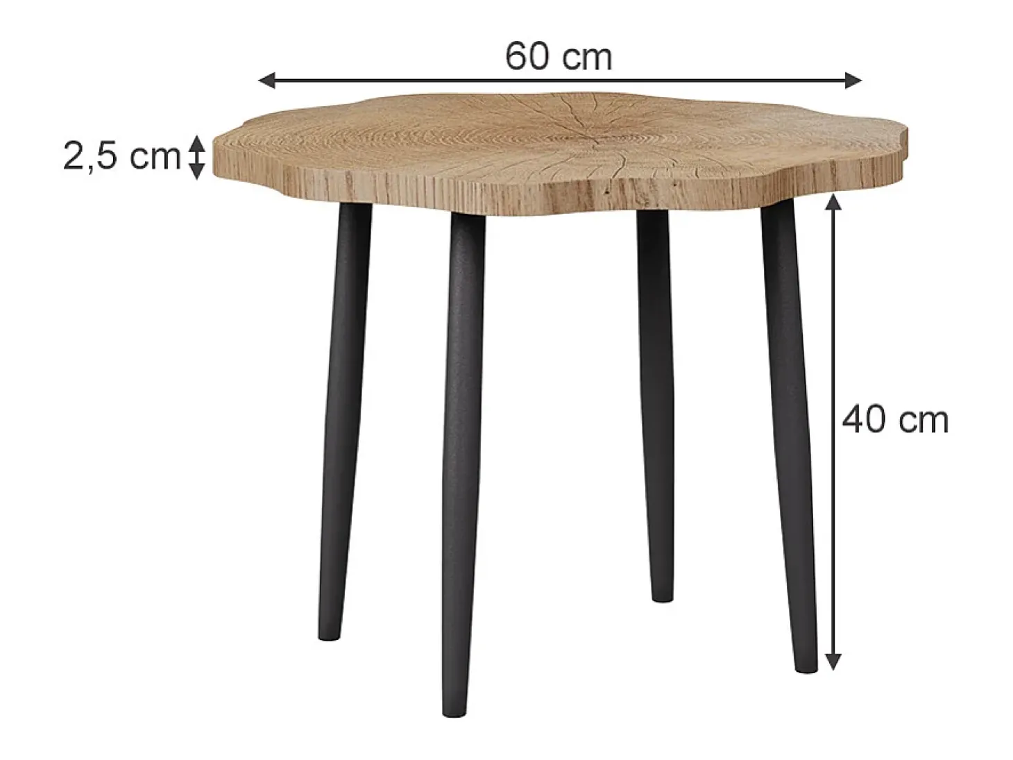 Mesa de centro carvalho 60x60x2.5 ringo
