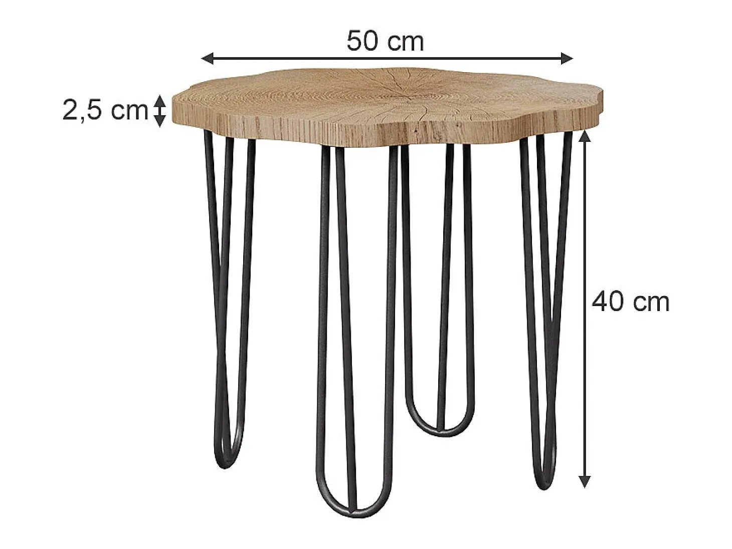 Mesa de centro carvalho 50x50x2.5 ringo