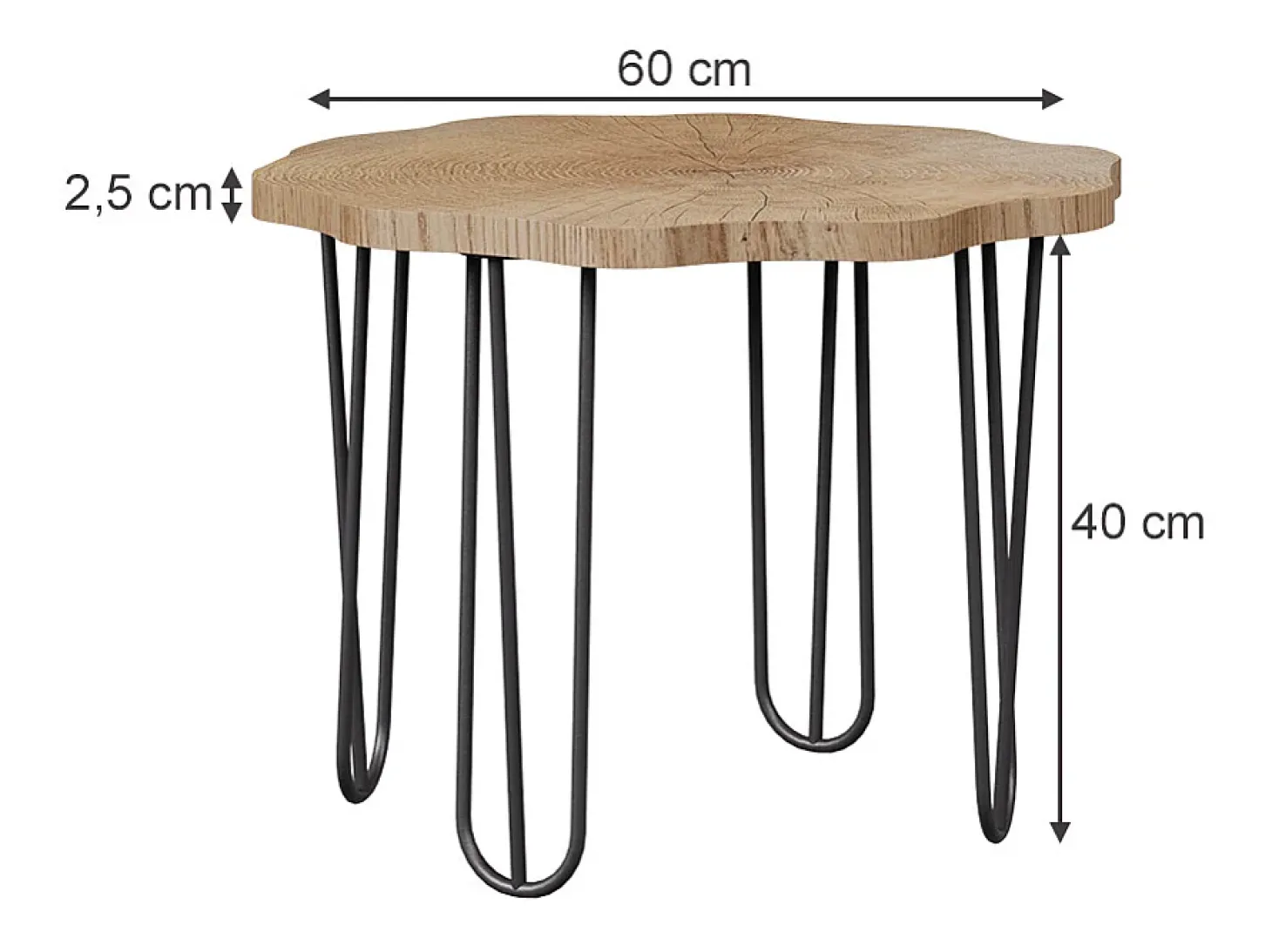 Mesa de centro carvalho 60x60x2.5 ringo