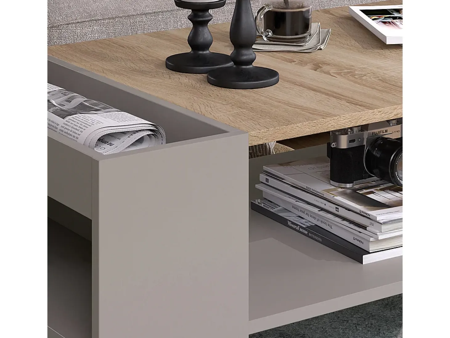 Mesa de centro cinzento-bege 100x55x42 wido