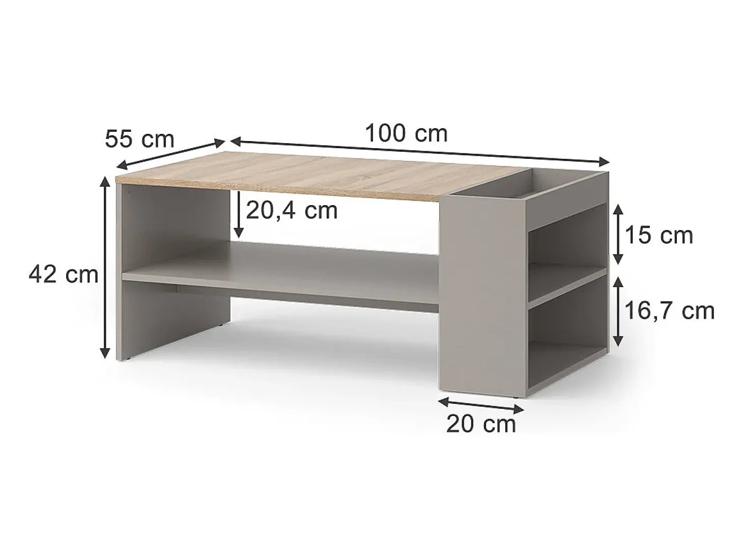 Mesa de centro cinzento-bege 100x55x42 wido