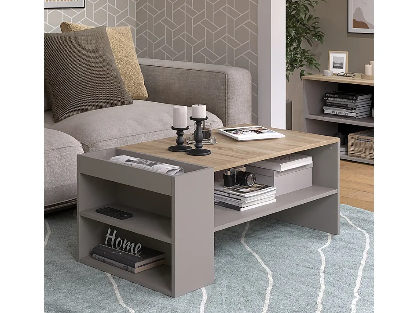 Mesa de centro cinzento-bege 100x55x42 wido
