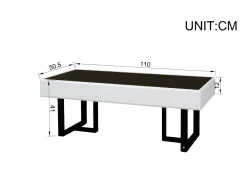 Mesa de centro clássica em preto e branco - Tampo preto brilhante