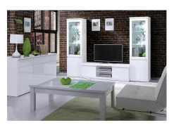 Mesa de centro coleção FABIO. Móvel tipo Design na cor branca. Efeito ultra moderno para a sua sala de estar.