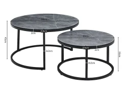 Mesa de centro coleção MANHATTAN com efeito de pedra cinza marmorizada, ideal para uma sala de estar elegante.