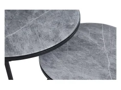 Mesa de centro coleção MANHATTAN com efeito de pedra cinza marmorizada, ideal para uma sala de estar elegante.