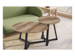 Mesa de centro coleção PASAO cor carvalho envelhecido, ideal para uma sala de estar rústica.