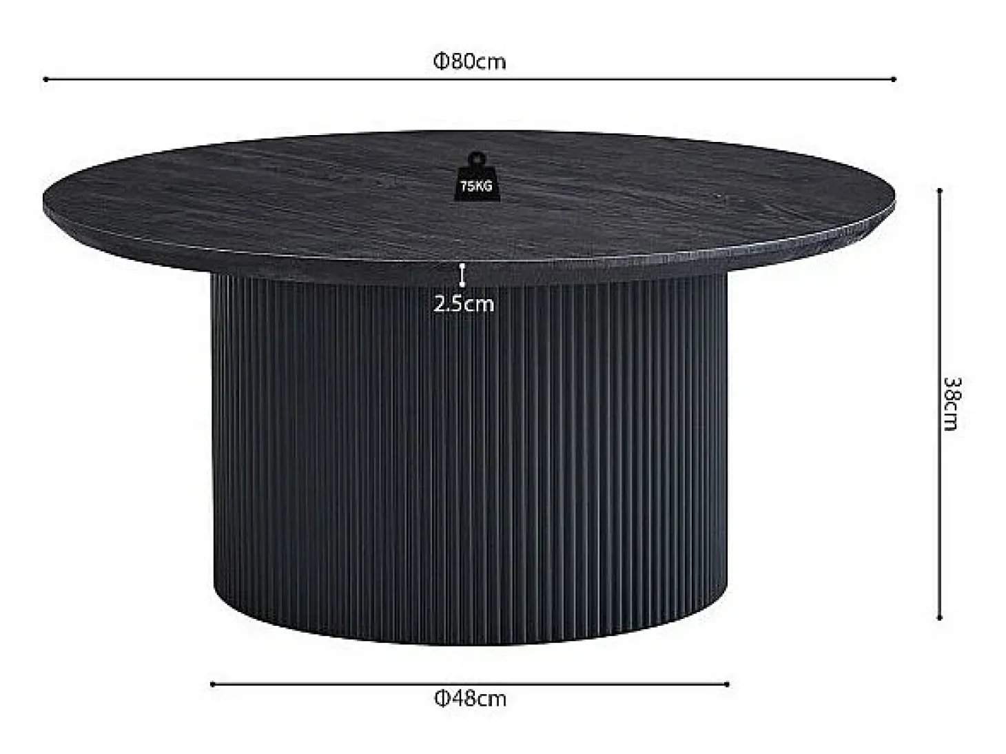 Mesa de centro coleção VAGOS efeito madeira marrom escuro diâmetro 80 cm