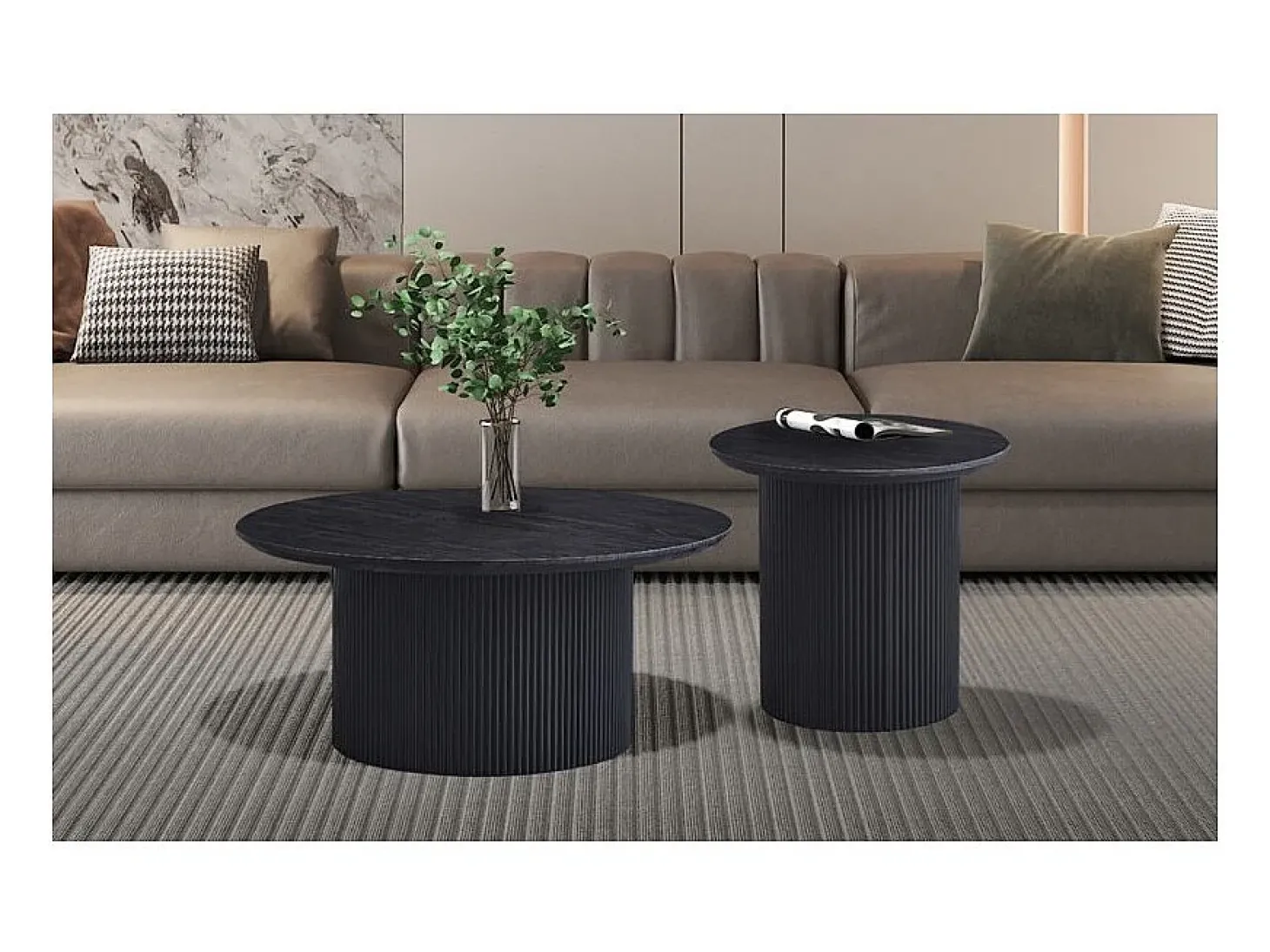 Mesa de centro coleção VAGOS efeito madeira marrom escuro diâmetro 80 cm