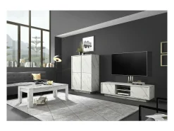 Mesa de centro COLOMARMO - Cor branca com efeito de mármore - Ideal para adicionar um toque de elegância à sua sala de estar.