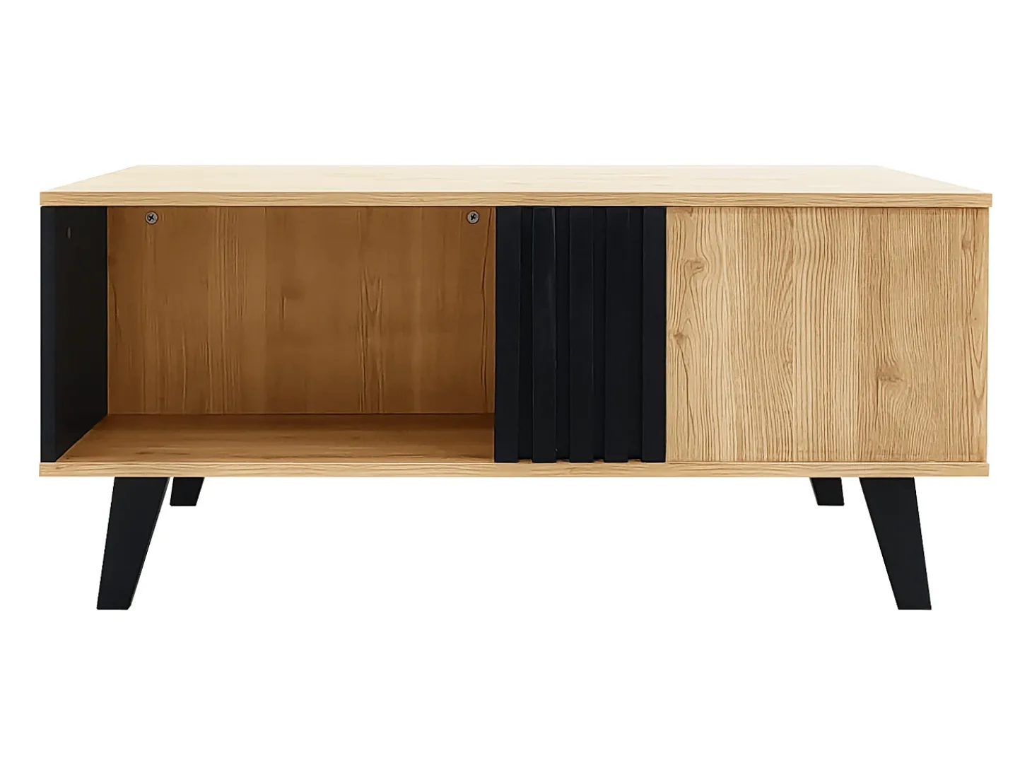 Mesa de centro com 3 compartimentos - 100 x 60 x 45 cm - Aglomerado - Preto