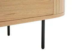 Mesa de centro com 2 gavetas folha de carvalho e metal natural claro e preto - CARDIONA