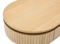 Mesa de centro com 2 gavetas folha de carvalho e metal natural claro e preto - CARDIONA
