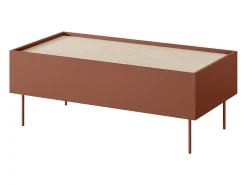 Mesa de centro com 2 gavetas e pés metálicos 120x45 cm