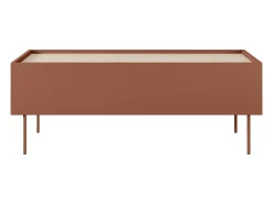 Mesa de centro com 2 gavetas e pés metálicos 120x45 cm