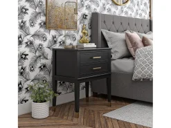 Mesa de centro com 2 gavetas em MDF preto