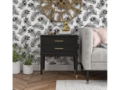 Mesa de centro com 2 gavetas em MDF preto