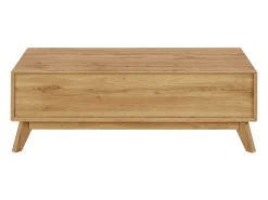 Mesa de centro com 1 gaveta em pinho branco e cinzento