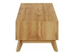Mesa de centro com 1 gaveta em pinho branco e mel