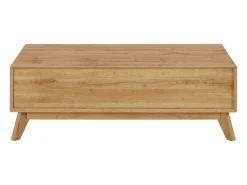 Mesa de centro com 1 gaveta em pinho branco e mel