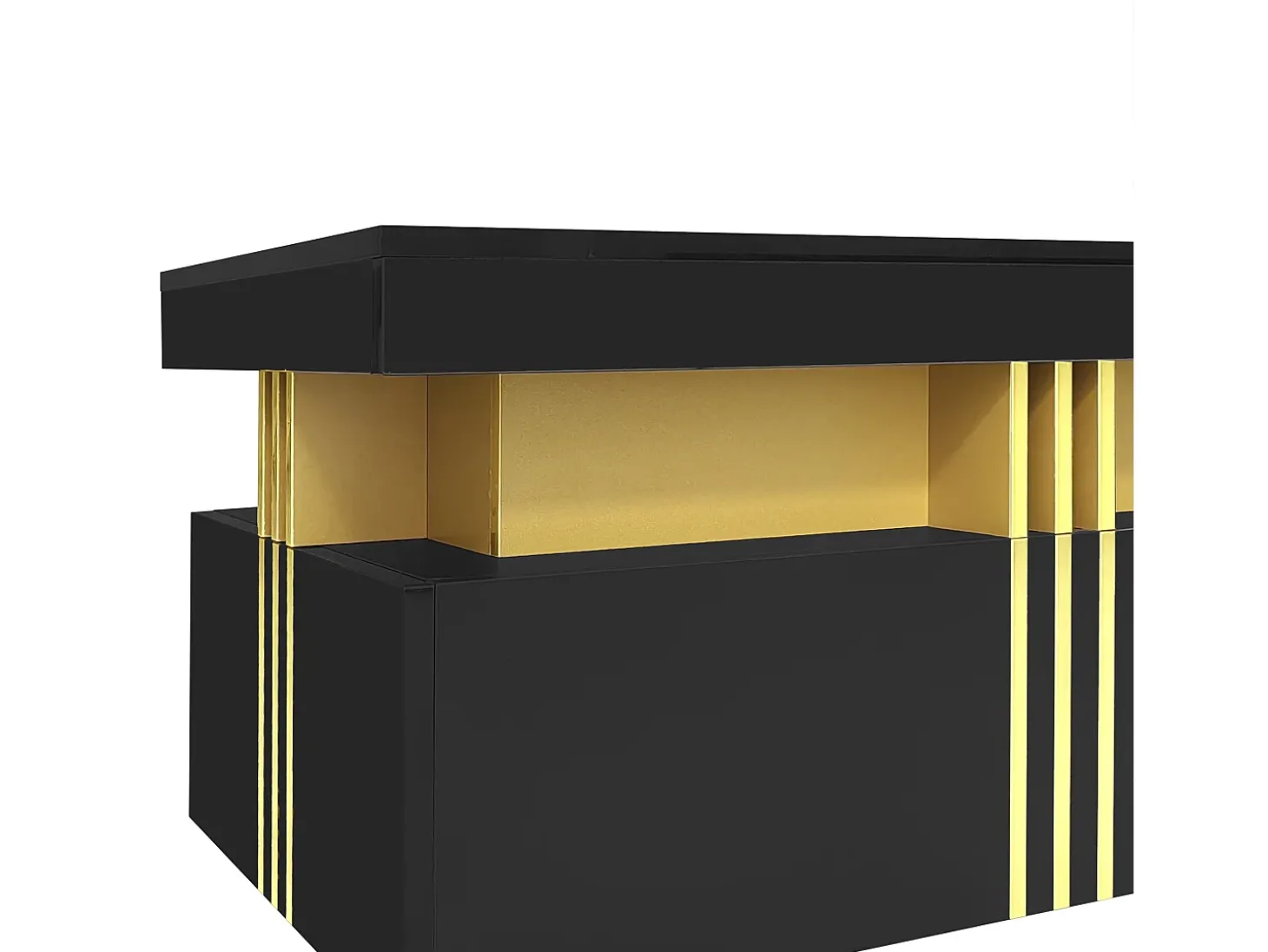 Mesa de centro com 2 gavetas - placa estampada em mármore - estilo escandinavo - preto