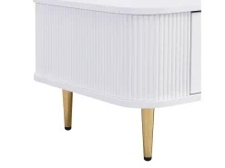 Mesa de centro com 4 gavetas - 105 x 51 x 36 cm - Madeira MDF - Puxadores e pés dourados - Branco