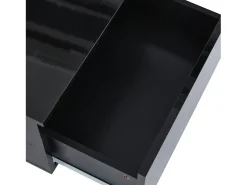 Mesa de centro com 2 gavetas e LED, em MDF e acrílico, lacado preto brilhante