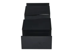 Mesa de centro com 2 gavetas e LED, em MDF e acrílico, lacado preto brilhante