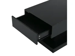 Mesa de centro com 2 gavetas e iluminação LED - Acabamento brilhante - Preto