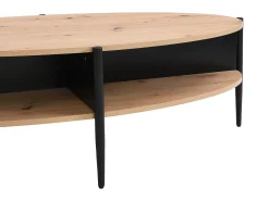 Mesa de centro com 4 nichos em MDF e metal - Natural claro e Preto - EVARO