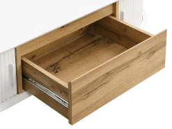 Mesa de centro com 2 portas de correr e 1 gaveta MDF natural e branco - VELURANI