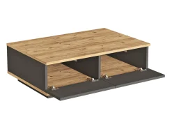 Mesa de centro com 2 portas - Natural Claro e Antracite - LOTULA