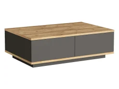 Mesa de centro com 2 portas - Natural Claro e Antracite - LOTULA