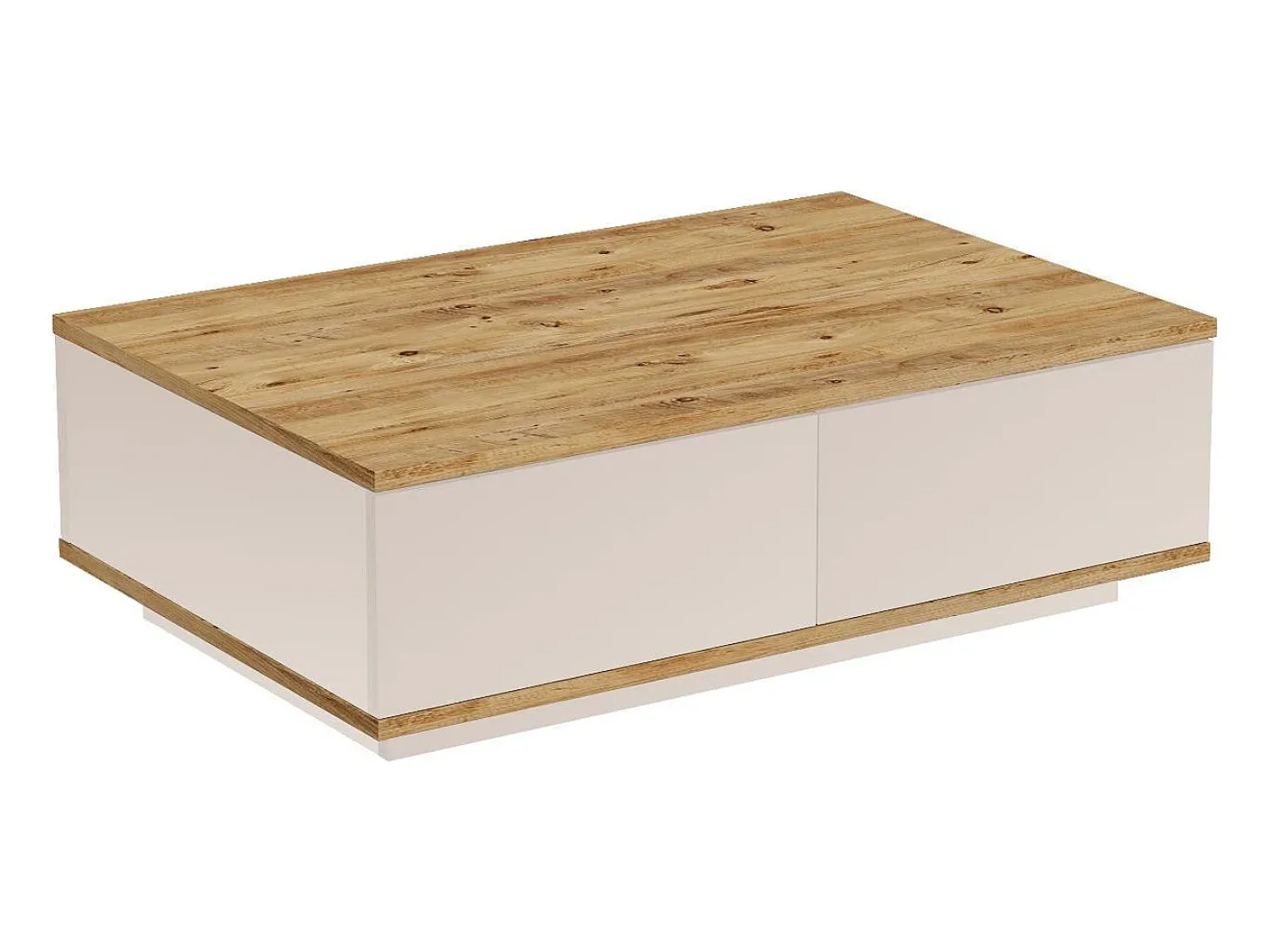 Mesa de centro com 2 portas - Natural e Bege - LOTULA