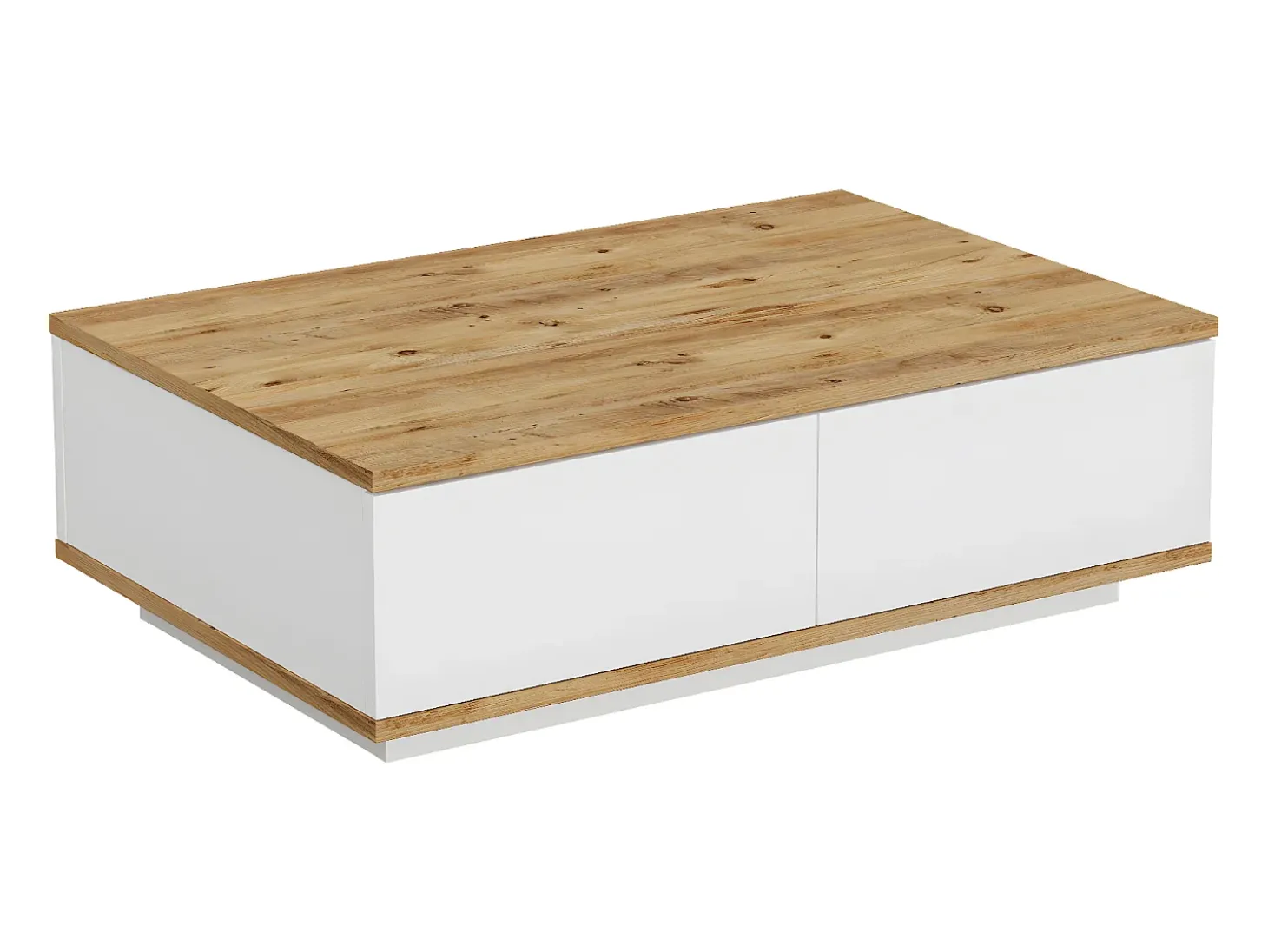 Mesa de centro com 2 portas - Natural e Branca - LOTULA