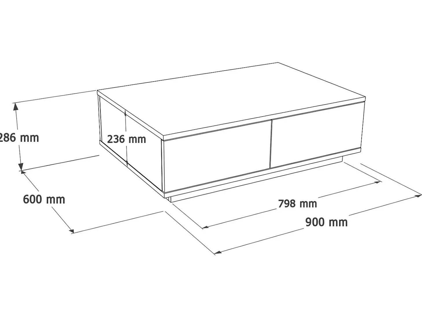 Mesa de centro com 2 portas - Natural e Branca - LOTULA