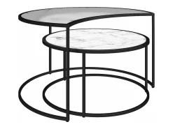 Mesa de centro com 1 prateleira em MDF de carvalho e creme