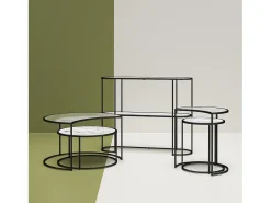 Mesa de centro com 1 prateleira em MDF de carvalho e creme