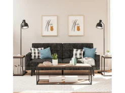 Mesa de centro com 1 prateleira em MDF cinzento
