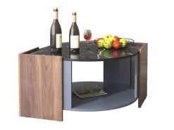 Mesa de centro com 2 prateleiras, aglomerado, estilo moderno, preto e marrom, 96,5L x 63L x 40Acm