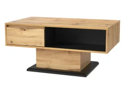 Mesa de centro com efeito madeira, 1 gaveta sem puxador, espaço duplo para armazenamento, ampla área de armazenamento, ideal para sala de estar ou escritório.
