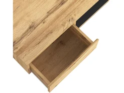 Mesa de centro com efeito madeira, 1 gaveta sem puxador, espaço duplo para armazenamento, ampla área de armazenamento, ideal para sala de estar ou escritório.