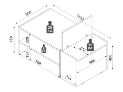 Mesa de centro com espaço de armazenamento - Antracite e natural - VELKAN