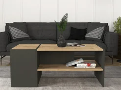 Mesa de centro com espaço de armazenamento - Antracite e natural - VELKAN