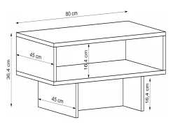 Mesa de centro com espaço de armazenamento 37 x 80 x 45 cm mármore branco/preto 03_0008471