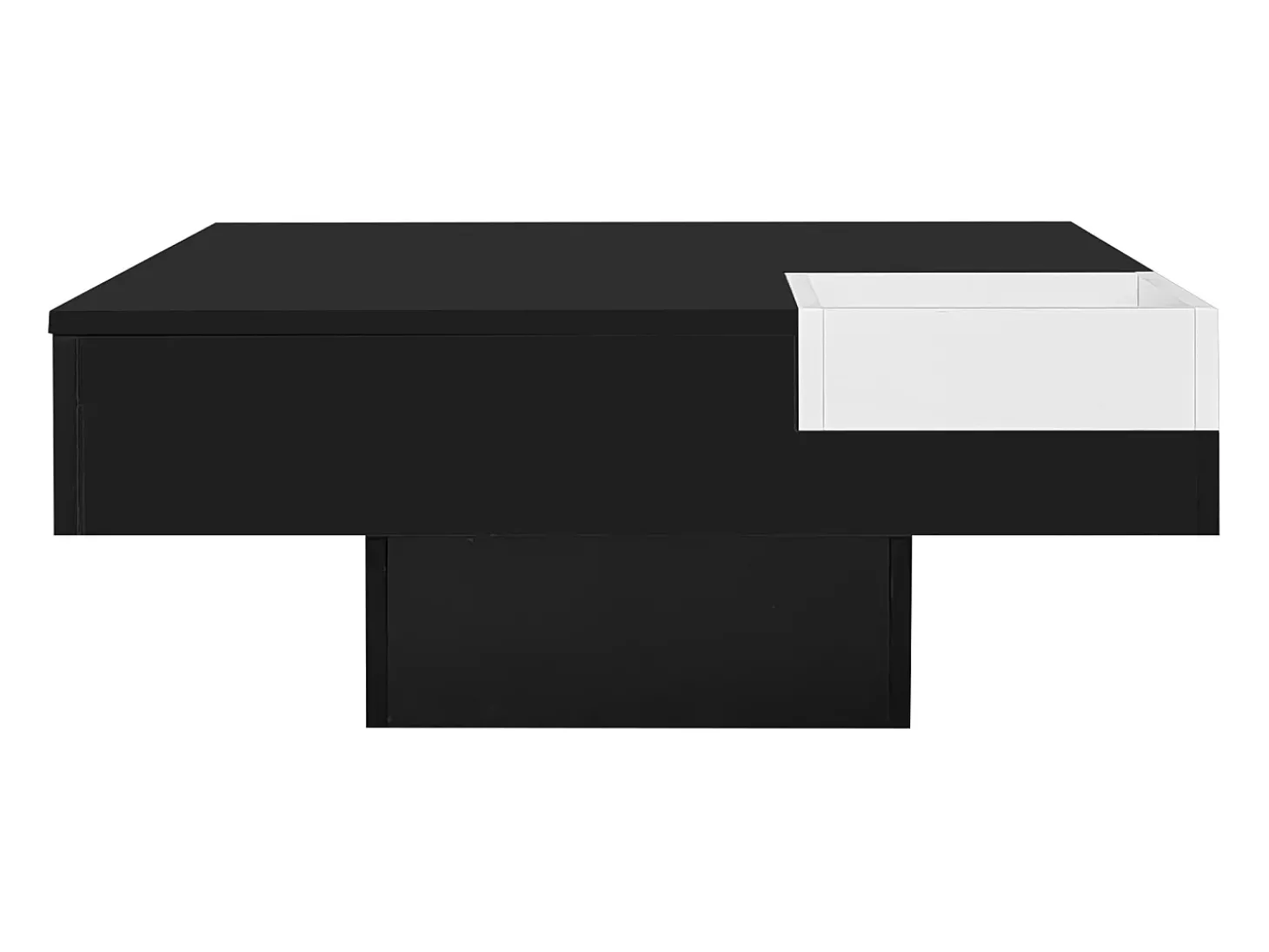 Mesa de centro com iluminação LED e caixa de arrumação amovível - Acabamento em preto brilhante