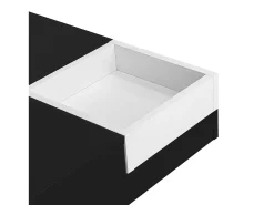 Mesa de centro com iluminação LED e caixa de arrumação amovível - Acabamento em preto brilhante