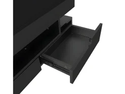 Mesa de centro com LED - acabamento brilhante - 4 gavetas frontais e traseiras - Preto