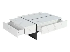 Mesa de centro com LED - banhado a mármore - Branco