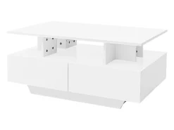 Mesa de centro com LED - com 2 gavetas - Branco